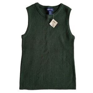 Vintage Limited Too Girls Dark Green Ribbed Tank Top Size L (14) Y2K NWT